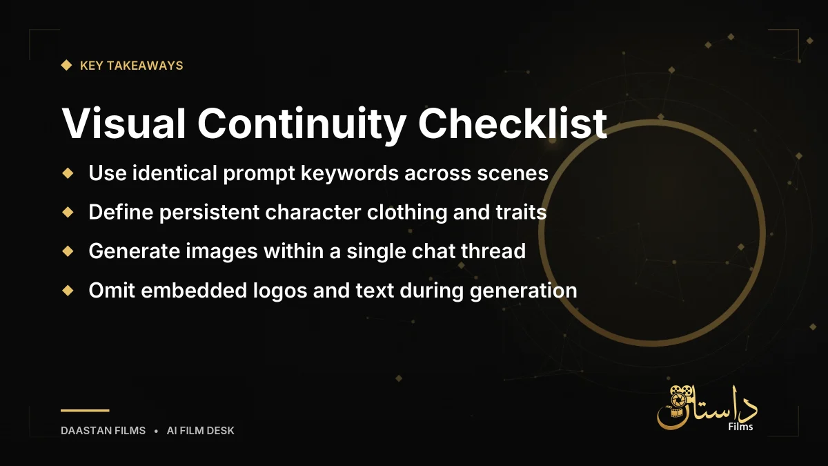 Graphic showing key tips for preserving visual consistency in generative video