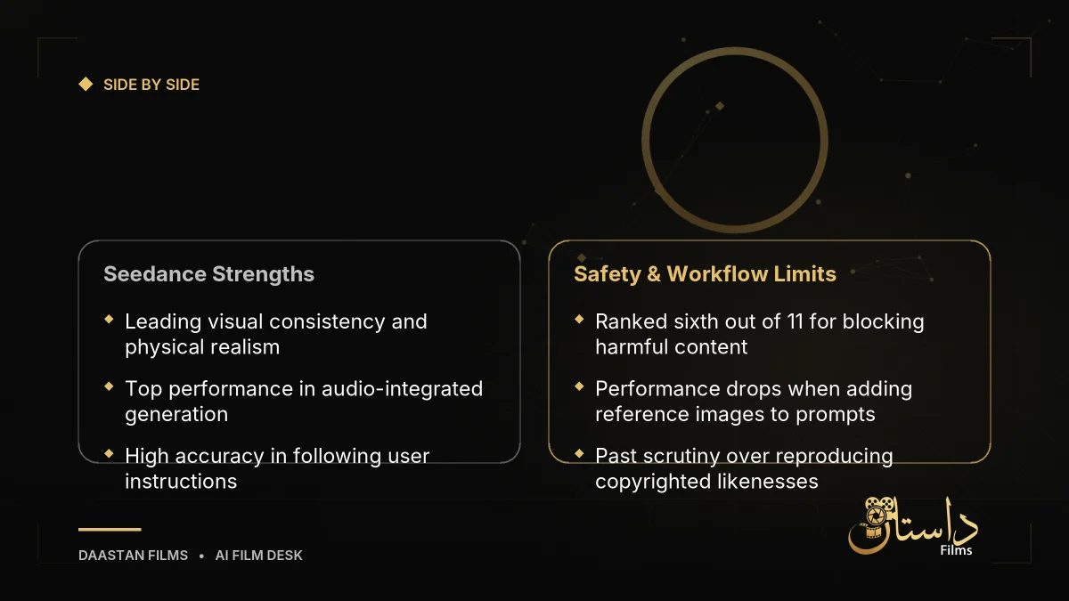 Comparison list highlighting generative quality versus safety performance