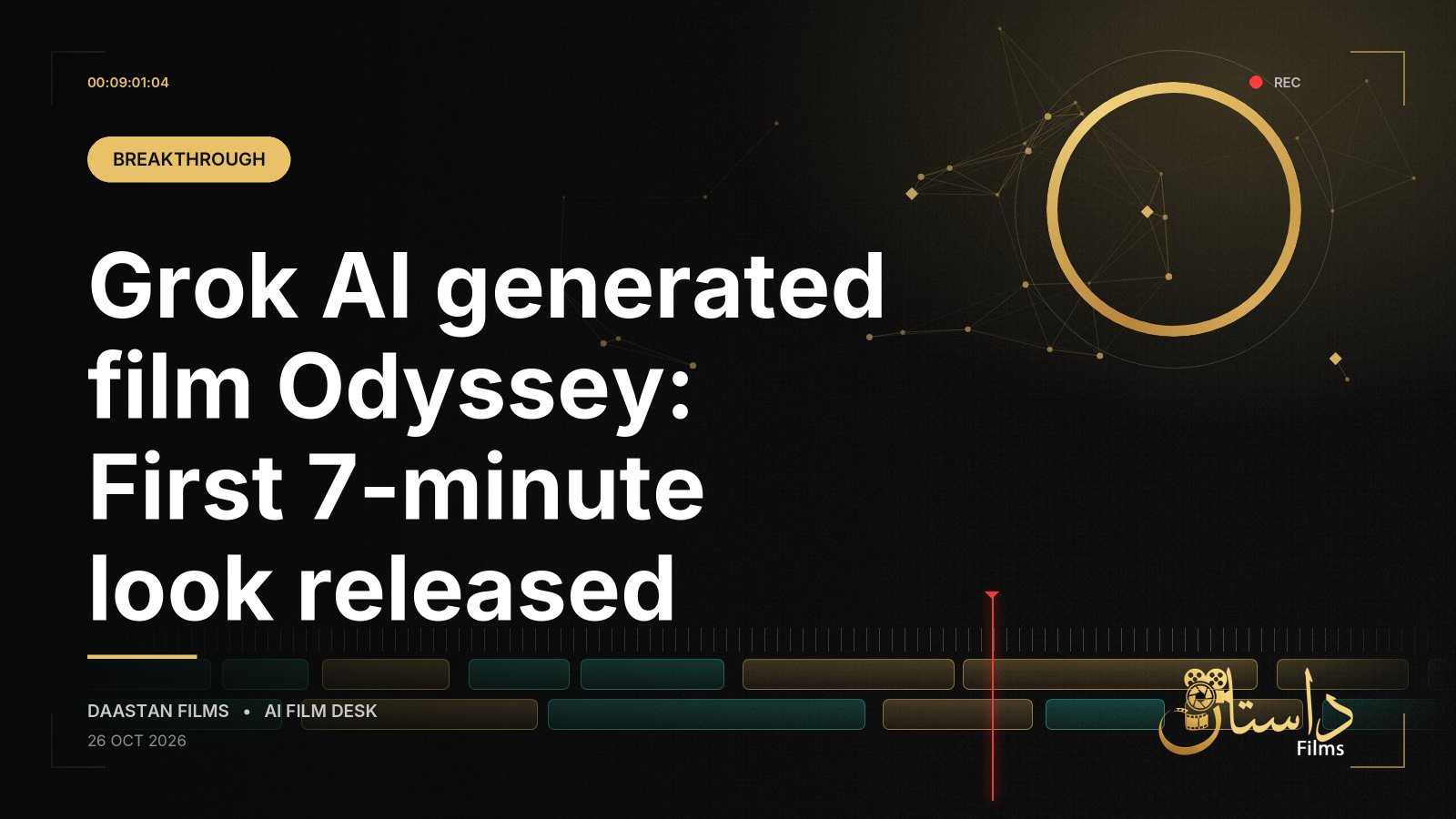 Abstract cinematic visual representing AI-generated video tools and digital filmmaking