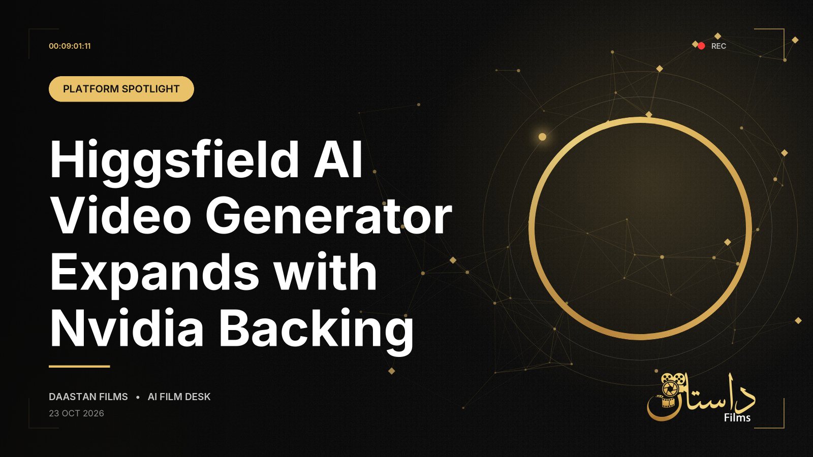Abstract cinematic representation of artificial intelligence video generation nodes and data streams