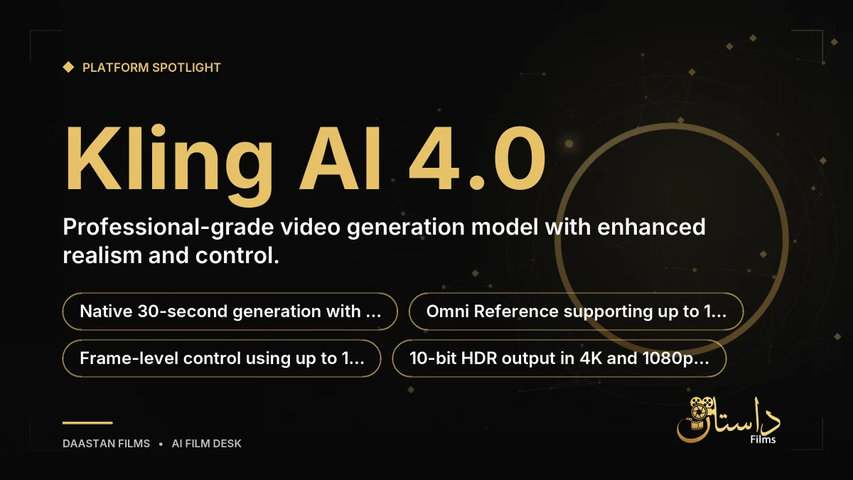 Feature breakdown spotlight card for Kling AI 4.0 capabilities