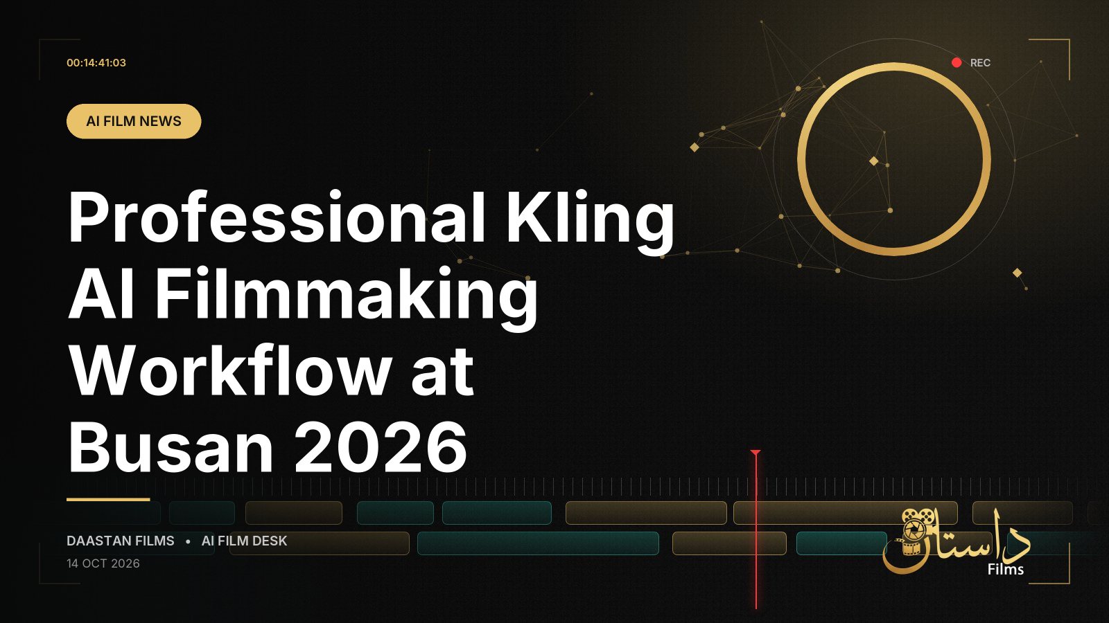 Abstract cinematic visualization of a digital film reel merging with glowing neural network patterns.