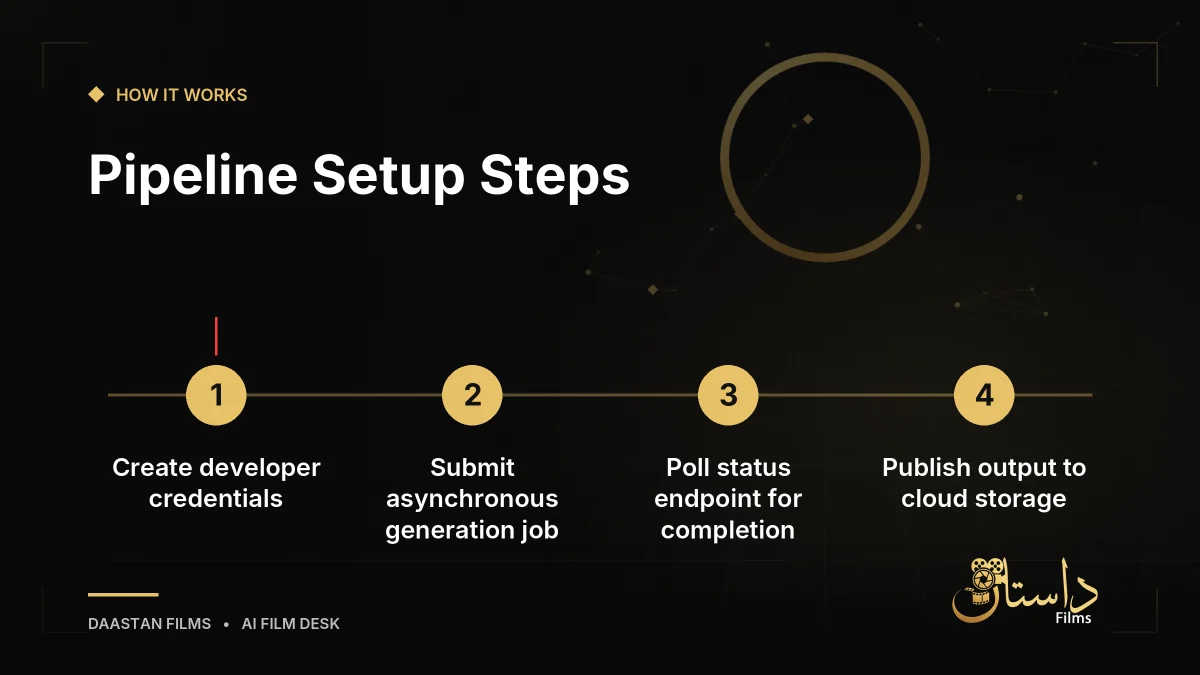 Steps for setting up the Kling API pipeline